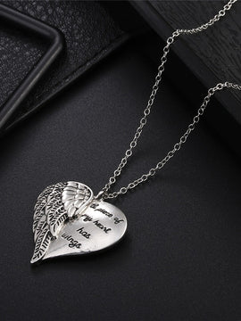 Angel Wings Alloy Pendant Necklace Lettering Metal Personality Necklace For Women Men Jewelry Bijoux Best Gift